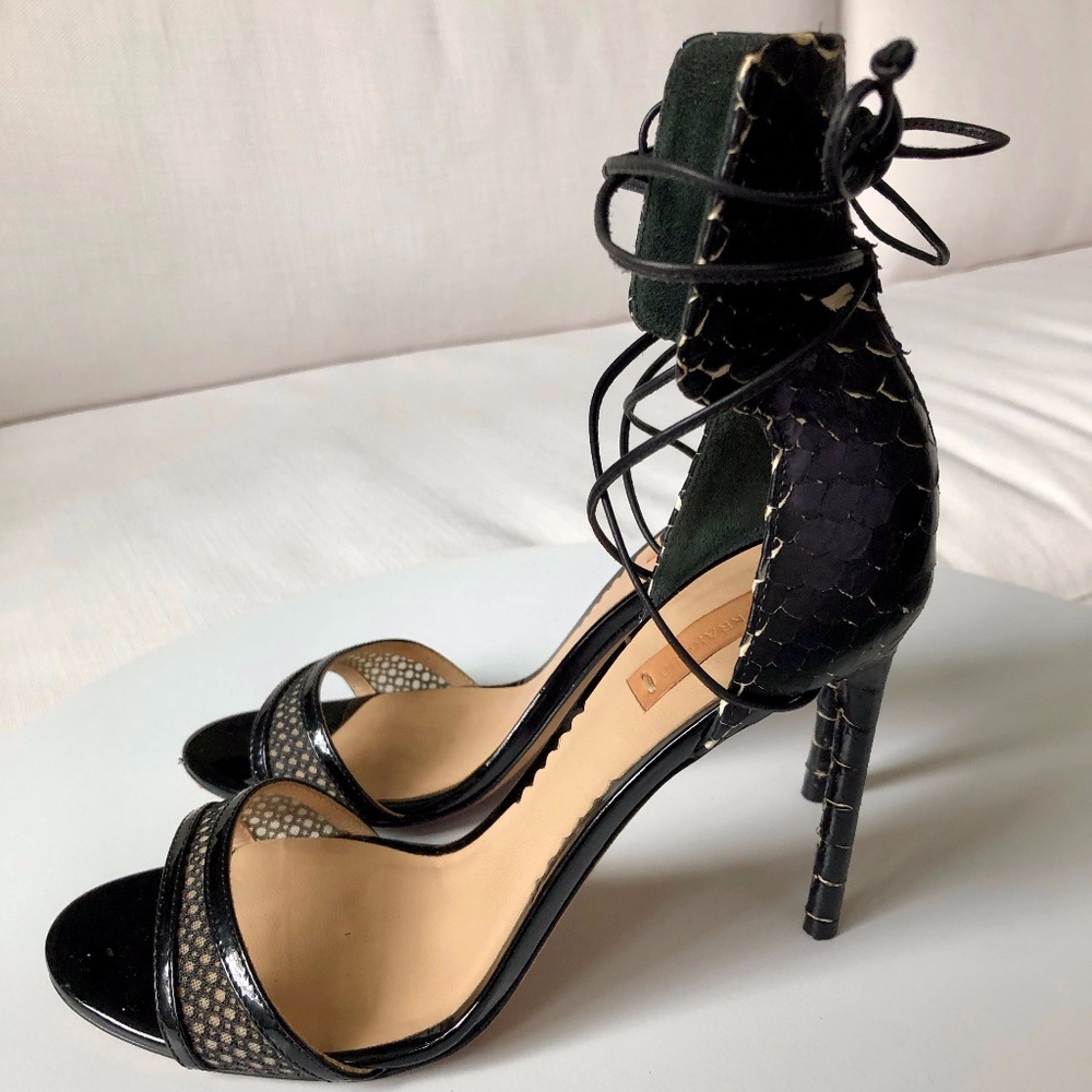 Reed Krakoff Natural Python Mesh Ankle-Tie Sandals - image 3